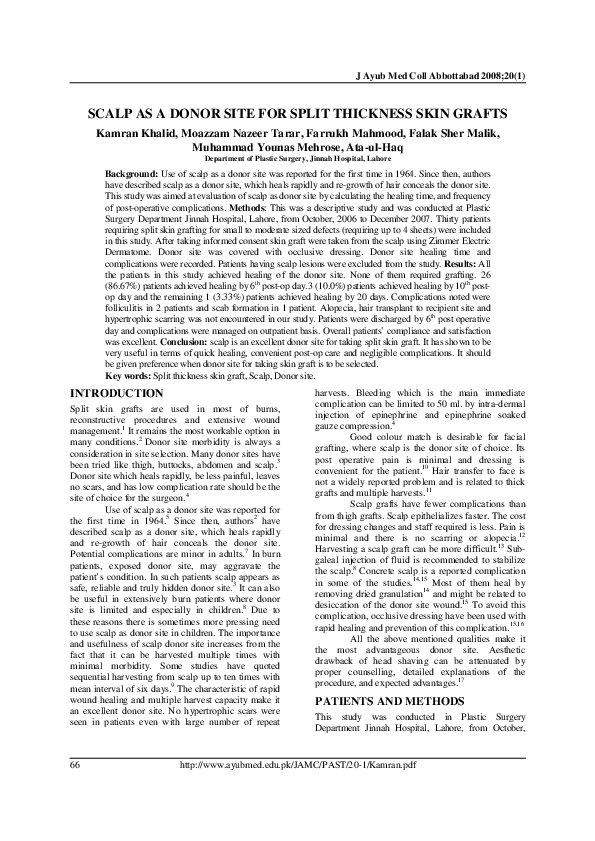 (PDF) The scalp as a donor site for split-thickness skin graft: A rare ...