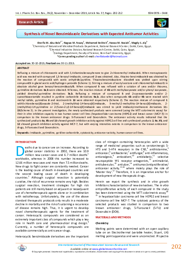 (PDF) Synthesis of Novel Benzimidazole Derivatives with Expected ...