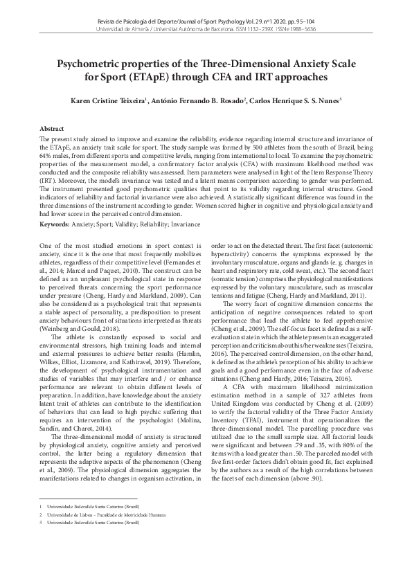 (PDF) Psychometric properties of the Three-Dimensional Anxiety Scale ...