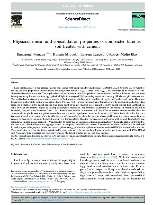 (PDF) Physicochemical and consolidation properties of compacted ...