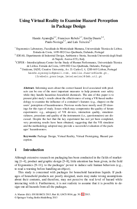(PDF) Using virtual reality to examine hazard perception in package design