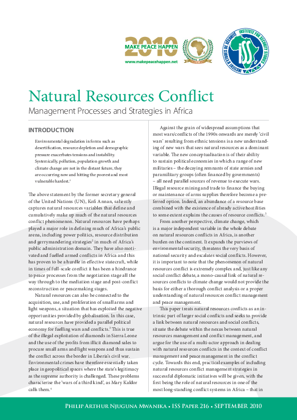 (PDF) Natural Resources Conflict Management Processes and Strategies in ...
