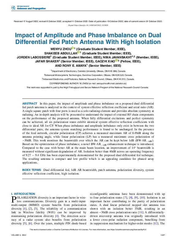 (PDF) Impact of Amplitude and Phase Imbalance on Dual Differential Fed ...