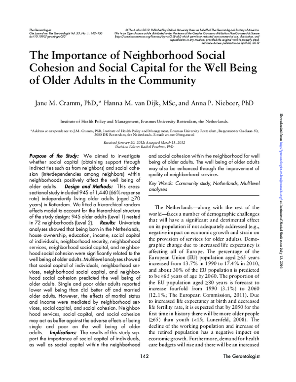 (PDF) The Importance of Neighborhood Social Cohesion and Social Capital ...