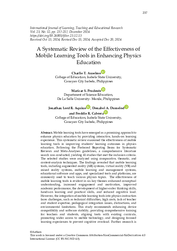 (PDF) A Systematic Review of the Effectiveness of Mobile Learning Tools ...