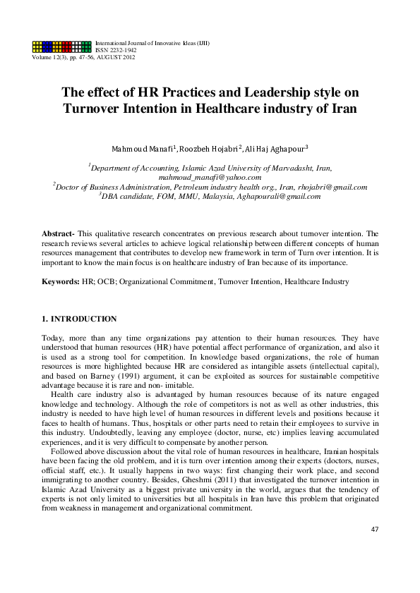 (PDF) The effect of HR Practices and Leadership style on Turnover ...