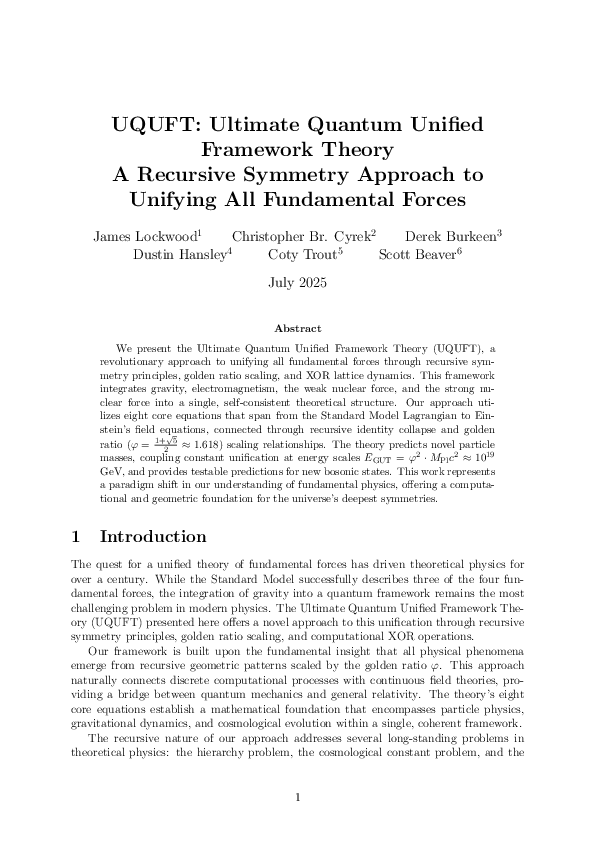 (PDF) UQUFT: Ultimate Quantum Unified Framework Theory A Recursive ...