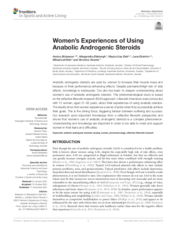 (PDF) Women's Experiences of Using Anabolic Androgenic Steroids