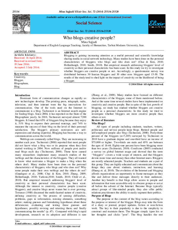 (PDF) Who blogs creative people