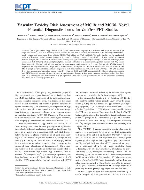 Picture of (PDF) Vascular Toxicity Risk Assessment of MC18 and MC70, Novel ...