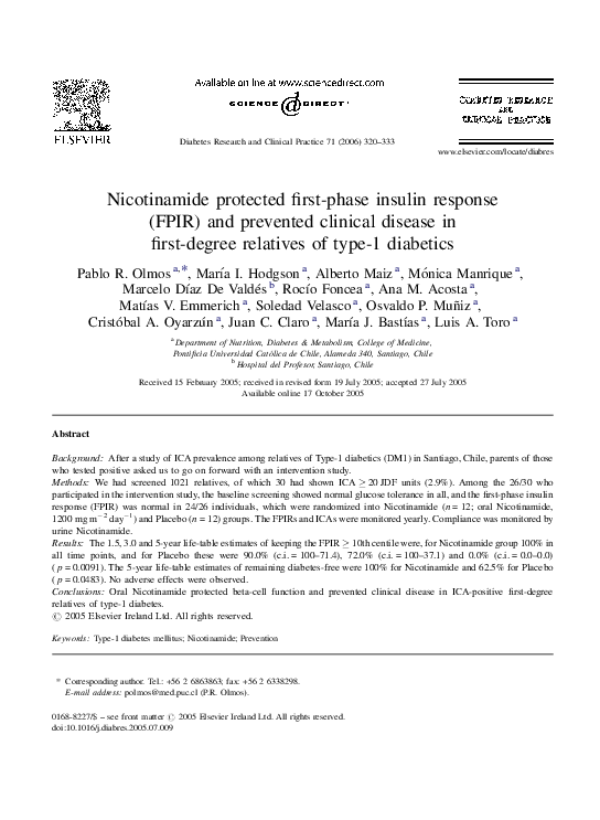 (PDF) Nicotinamide protected first-phase insulin response (FPIR) and ...