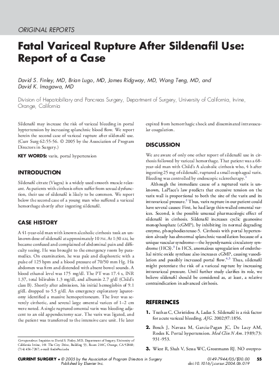 (PDF) Fatal variceal rupture after sildenafil use: Report of a case