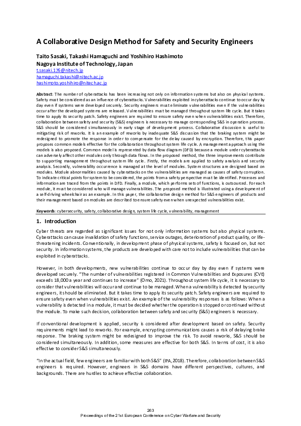 (PDF) A Collaborative Design Method for Safety and Security Engineers
