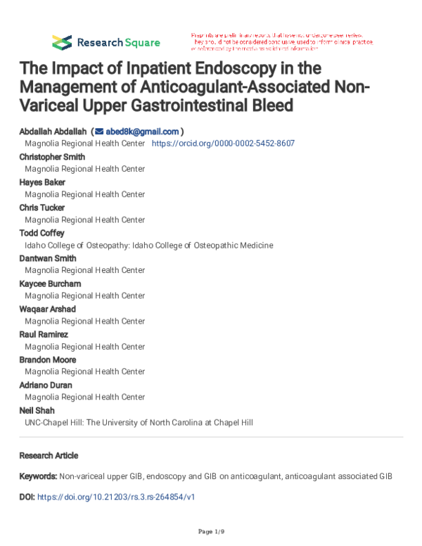 (PDF) The Impact of Inpatient Endoscopy in the Management of ...