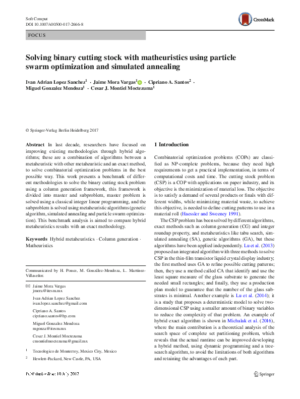 (PDF) Solving Binary Cutting Stock with Matheuristics