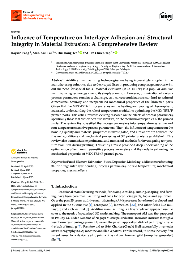 (PDF) Influence of Temperature on Interlayer Adhesion and Structural ...