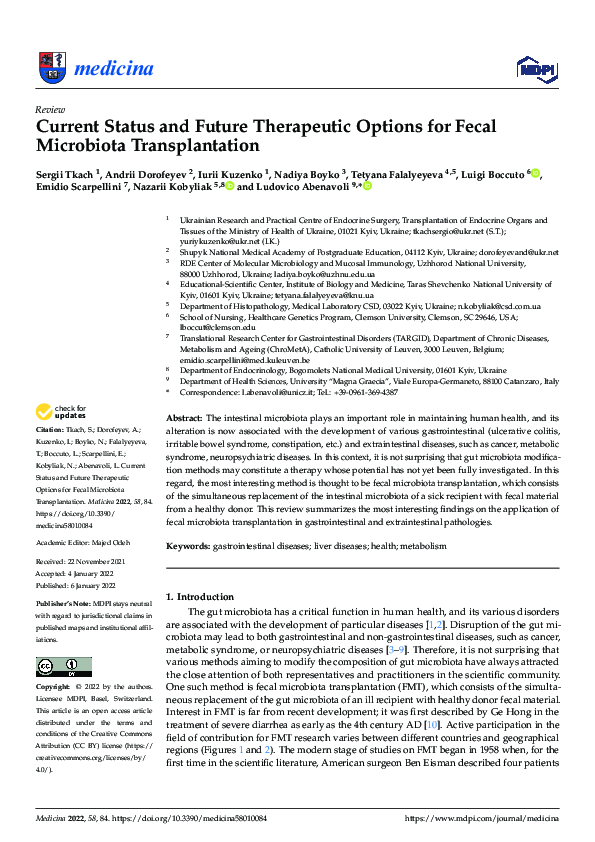 (PDF) Current Status and Future Therapeutic Options for Fecal ...