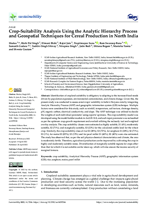 (PDF) Crop-Suitability Analysis Using the Analytic Hierarchy Process ...