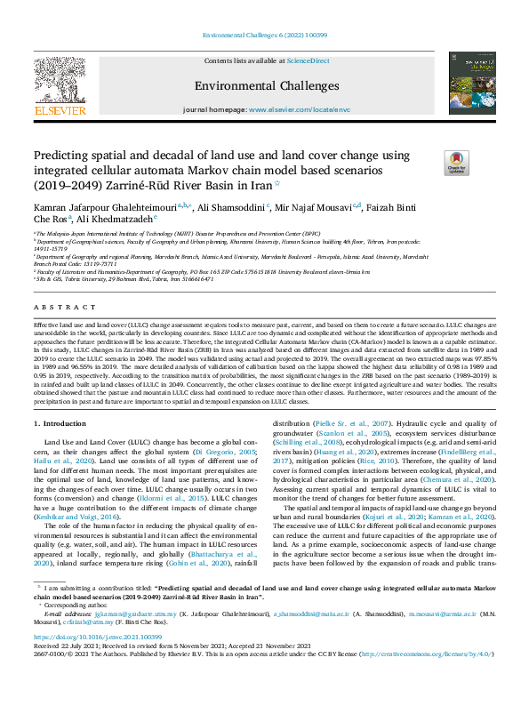 (PDF) Predicting spatial and decadal of land use and land cover change ...