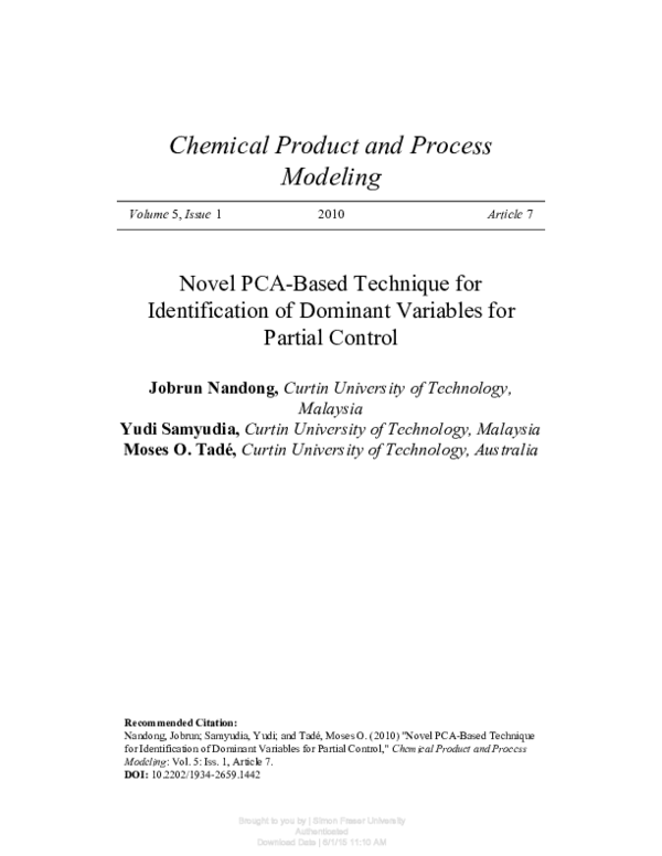 (PDF) Novel PCA-Based Technique for Identification of Dominant ...