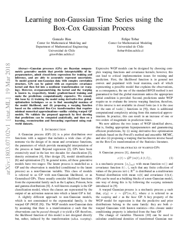 (PDF) Learning non-Gaussian Time Series using the Box-Cox Gaussian Process