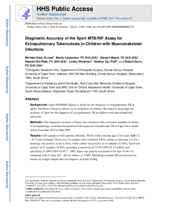 (PDF) Diagnostic Accuracy of the Xpert MTB/RIF Assay for Extrapulmonary ...