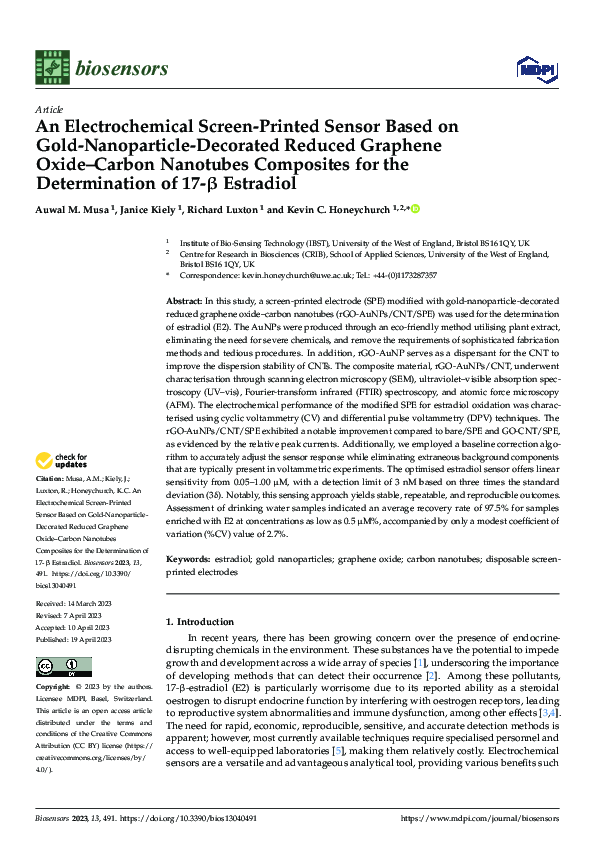 (PDF) An Electrochemical Screen-Printed Sensor Based on Gold ...