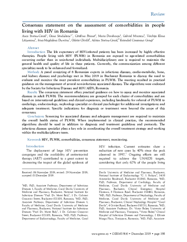 (PDF) Consensus statement on the assessment of comorbidities in people ...
