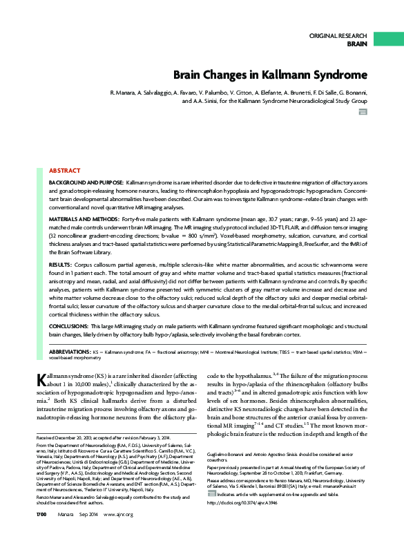 (PDF) Brain changes in Kallmann syndrome