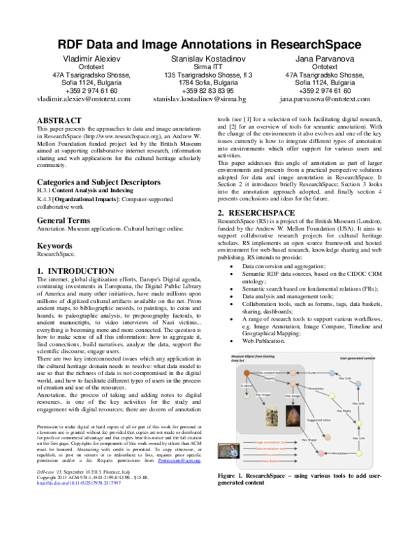 (PDF) RDF data and image annotations in ResearchSpace