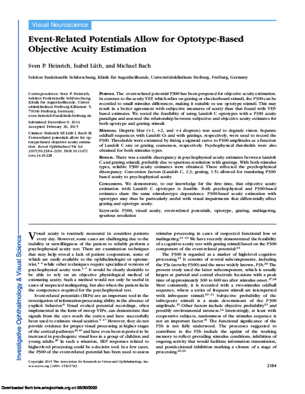 (PDF) Event-related potentials allow for optotype-based objective ...