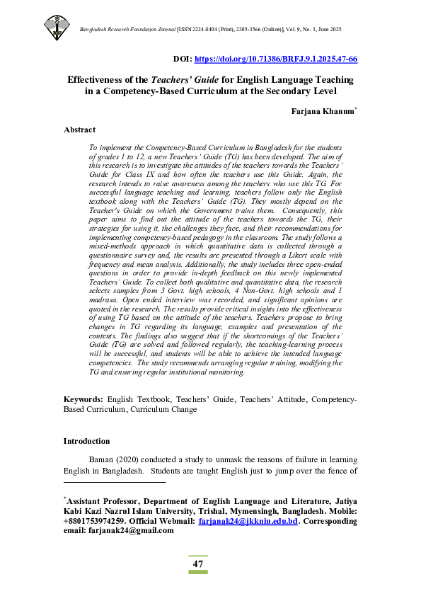 (PDF) Effectiveness of the Teachers' Guide for English Language ...