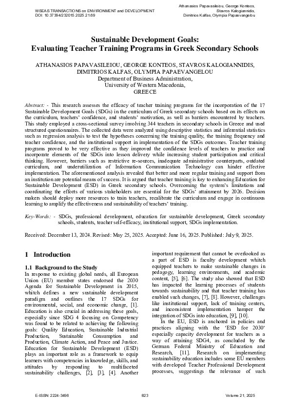 (PDF) Sustainable Development Goals: Evaluating Teacher Training ...