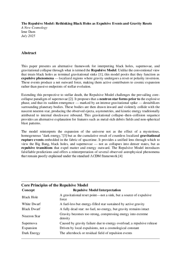 (PDF) The Repulsive Model: Rethinking Black Holes as Expulsive Events ...