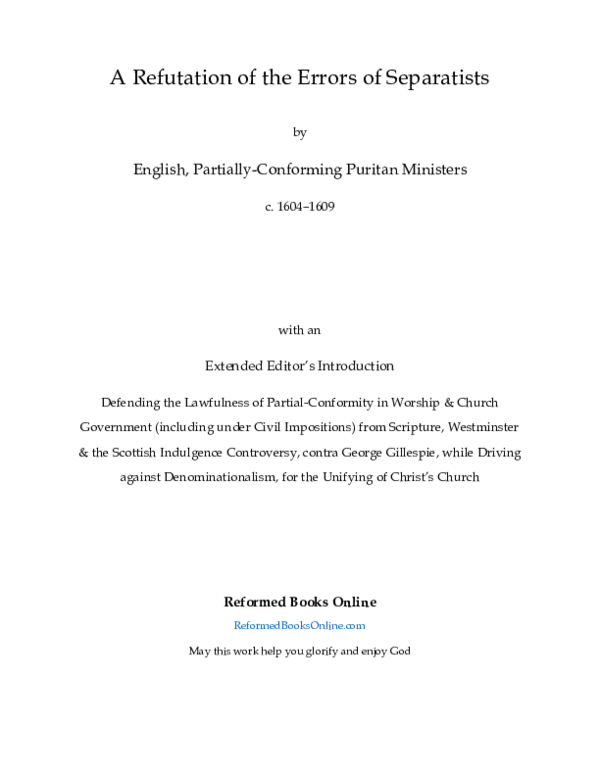 (PDF) A Refutation of the Errors of Separatists