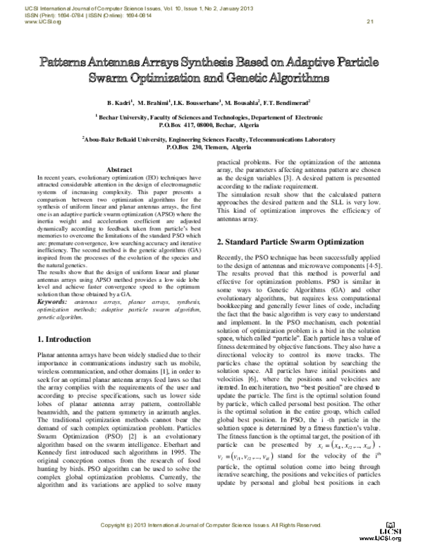 (PDF) Patterns Antennas Arrays Synthesis Based on Adaptive Particle ...