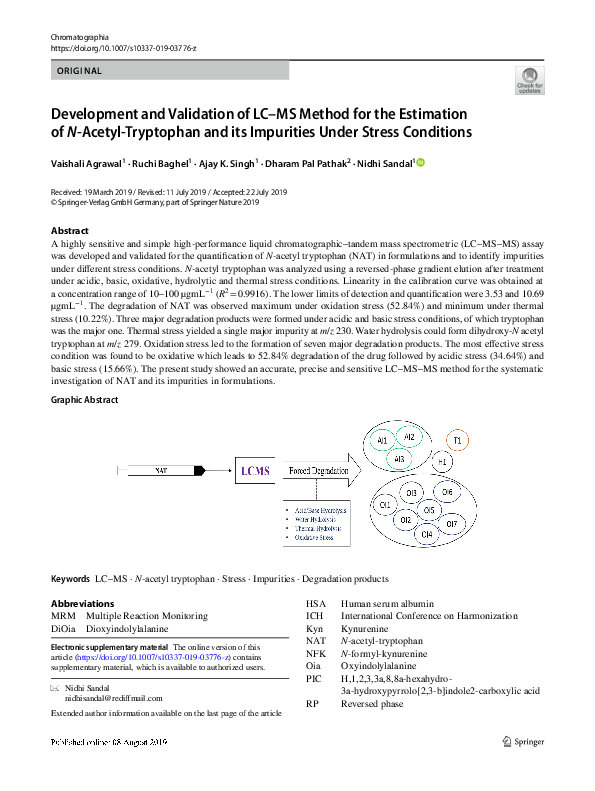 (PDF) Development and Validation of LC–MS Method for the Estimation of ...