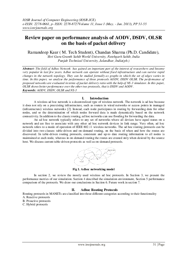(PDF) Review paper on performance analysis of AODV, DSDV, OLSR on the ...