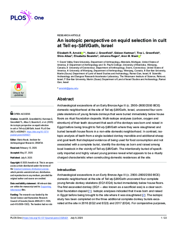 (PDF) An isotopic perspective on equid selection in cult at Tell eṣ ...