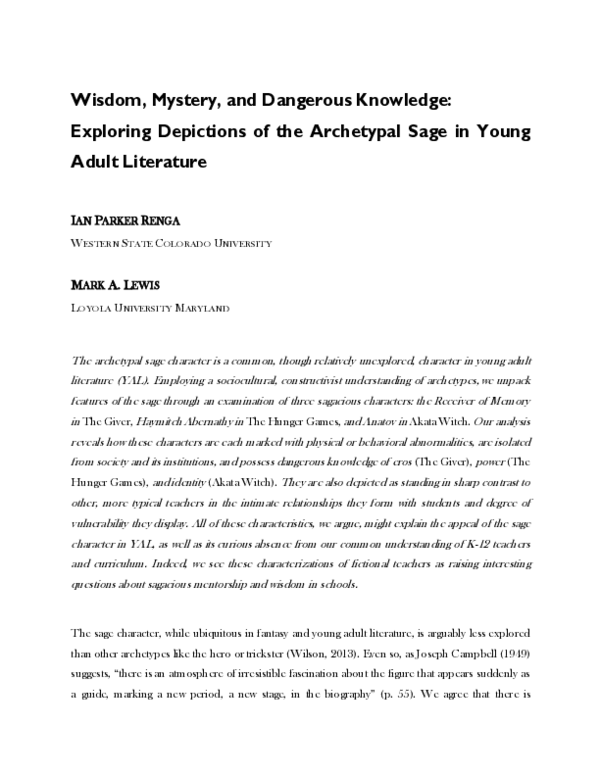 (PDF) Wisdom, Mystery, and Dangerous Knowledge: Exploring Depictions of ...
