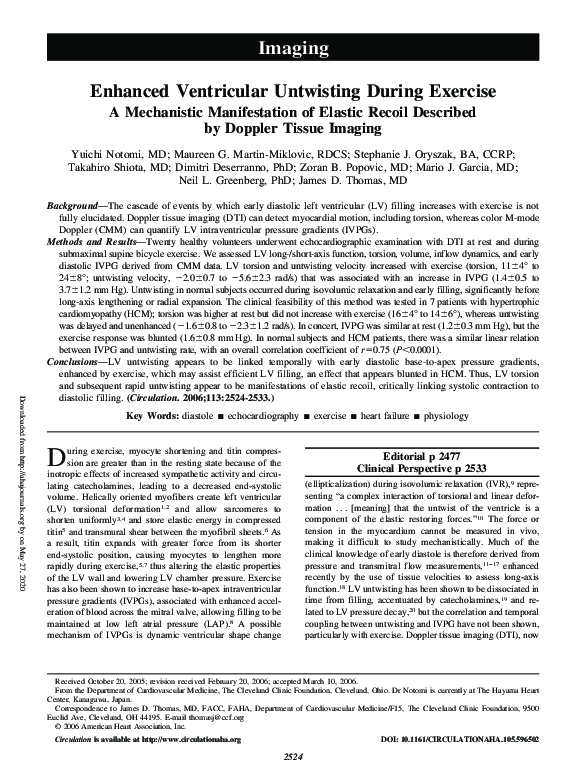 (PDF) Enhanced Ventricular Untwisting During Exercise