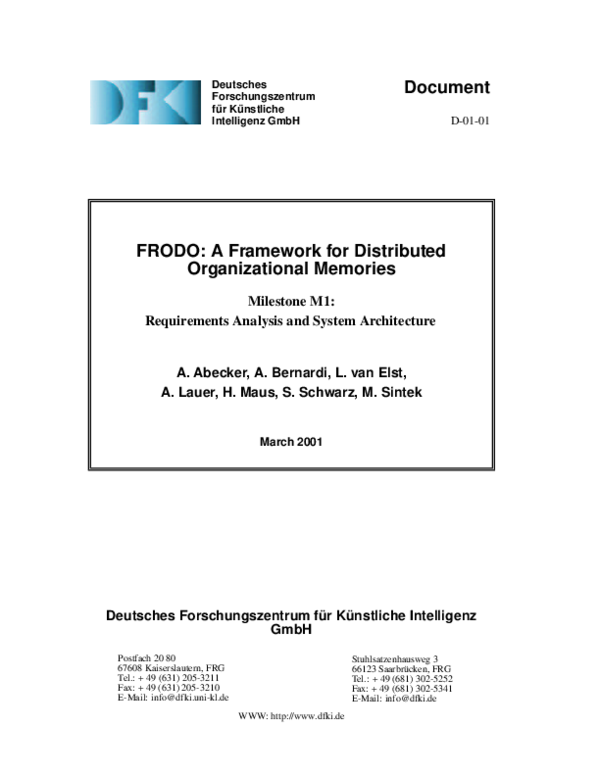 (PDF) FRODO: a framework for distributed organizational memories ...
