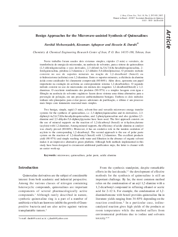 (PDF) Benign approaches for the microwave-assisted synthesis of ...