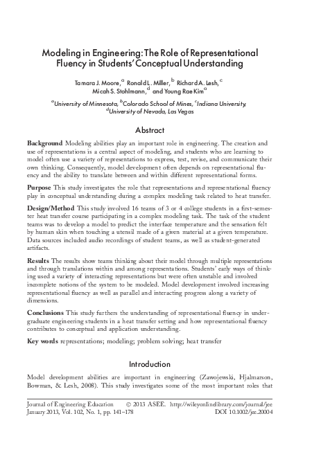 (PDF) Modeling in Engineering: The Role of Representational Fluency in ...