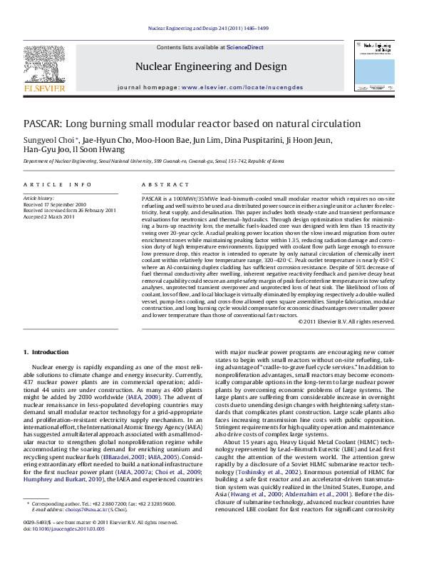 (PDF) PASCAR: Long burning small modular reactor based on natural ...