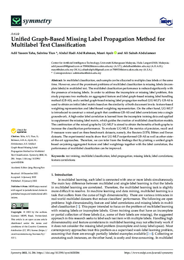 (PDF) Unified Graph-Based Missing Label Propagation Method for ...