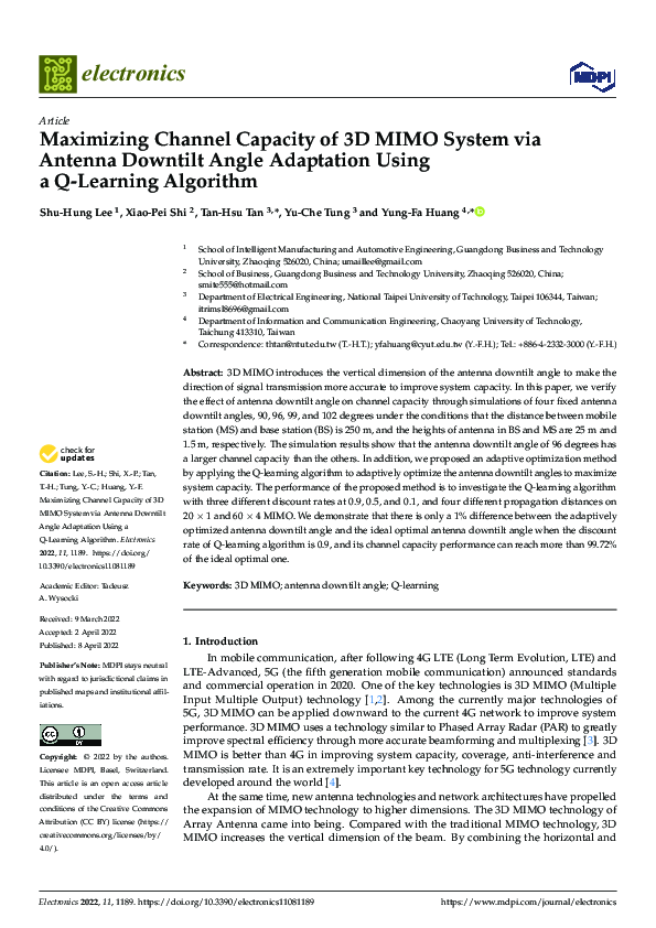 (PDF) Maximizing Channel Capacity of 3D MIMO System via Antenna ...