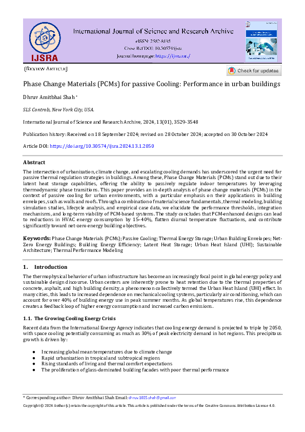 (PDF) Phase Change Materials (PCMs) for passive Cooling: Performance in ...