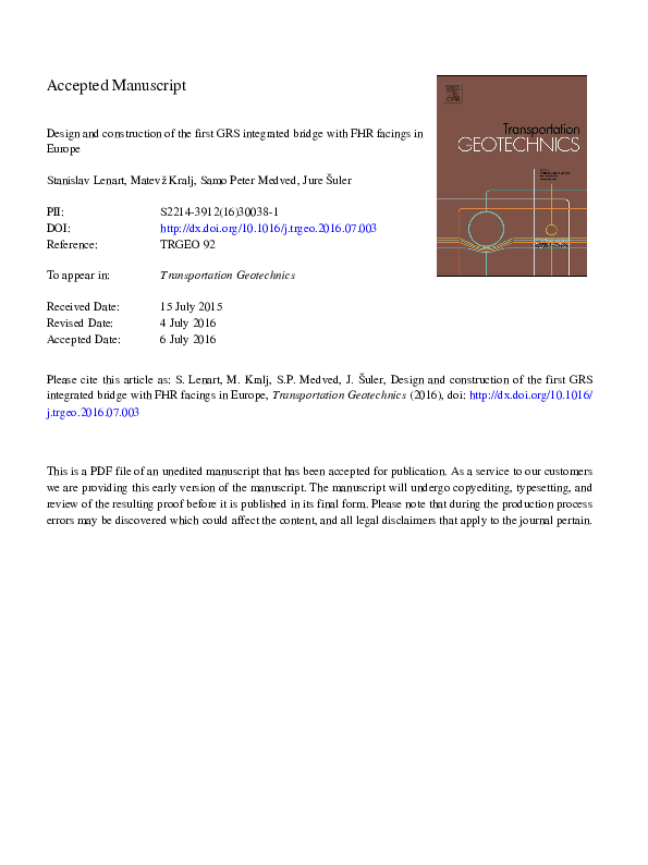 (PDF) Design and construction of the first GRS integrated bridge with ...