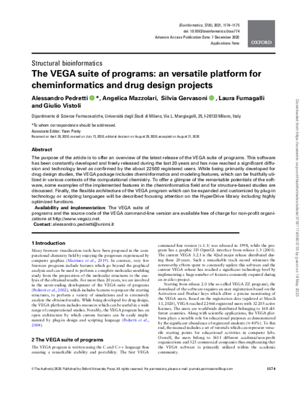 (PDF) The VEGA suite of programs: an versatile platform for ...